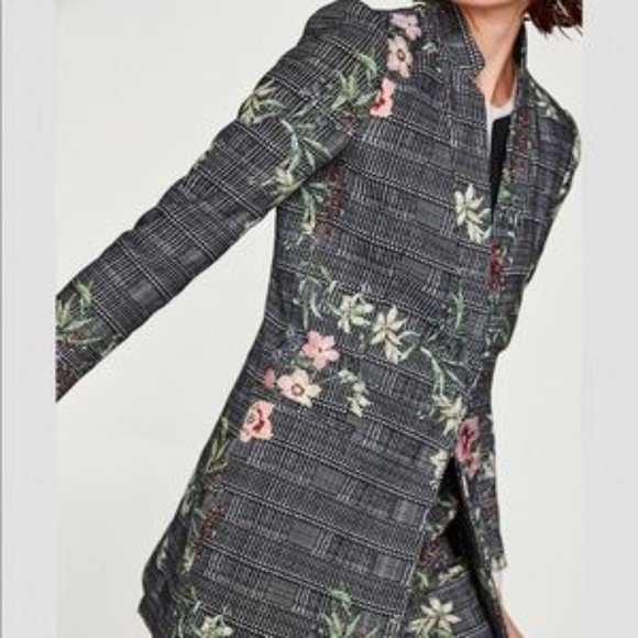 SOLD Zara Jacket High-Quality Business Core Embroidered Fabric Blazer Med - Picture 5 of 9